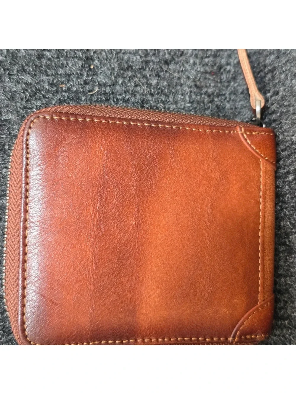Chanpincl Men Genuine Leather Zip Around Wallet Brown Bifold RFID Card Pocket